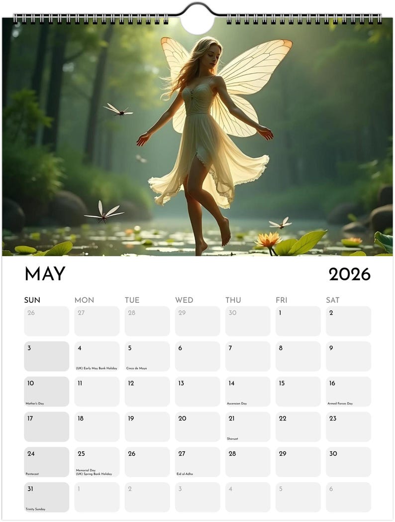 2026 Fairy Wall Calendar – Enchanted Fantasy Art, Cute Fairy-themed ...