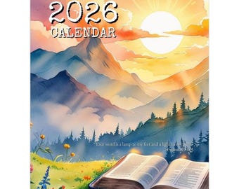 2026 Bible Verse Wall Calendar, Inspirational Christian Scripture Art