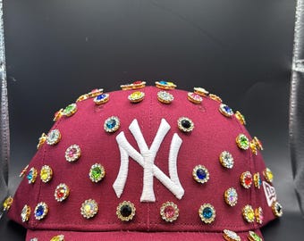 Custom NY Pearl Baseball Cap – Burgundy Adjustable Hat  display picture 3