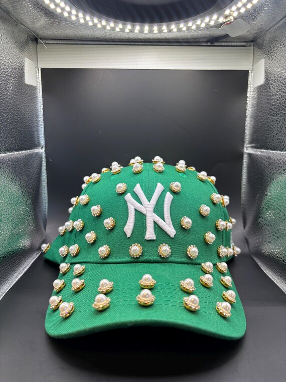 Customized Green NY Yankee Pearl Hat - Etsy Israel display picture 1