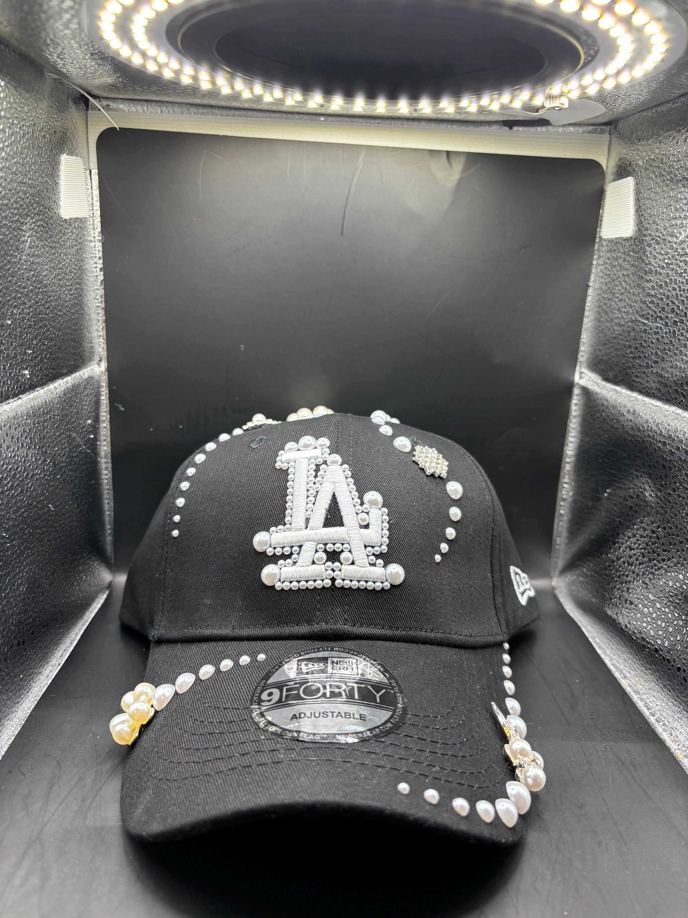 Customized Black LA Dodgers Flower Hat - Etsy
