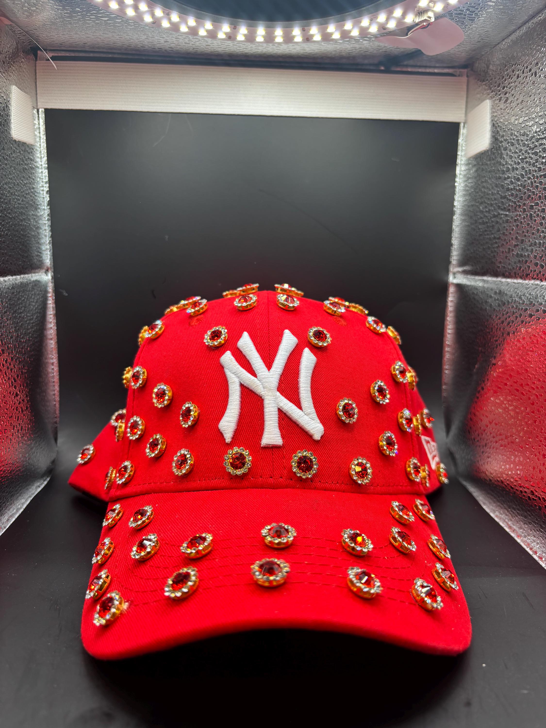 Red Yankee Hat With Rhinestone - Etsy display picture 1