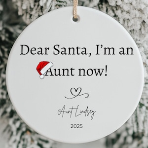Personalized Pregnancy Announcement Ornament for Aunt, Aunt Keepsake, Aunt&#39;s First Christmas, Gift for New Aunt,  Surprise Pregnancy Gift