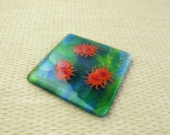 Neisseria gonorrhoeae Bacteria Fused Glass Art Tile Coaster