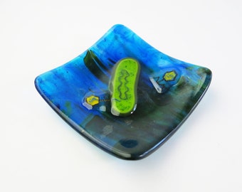 Bacteriophage attacking E coli Bacteria Fused Glass Dish