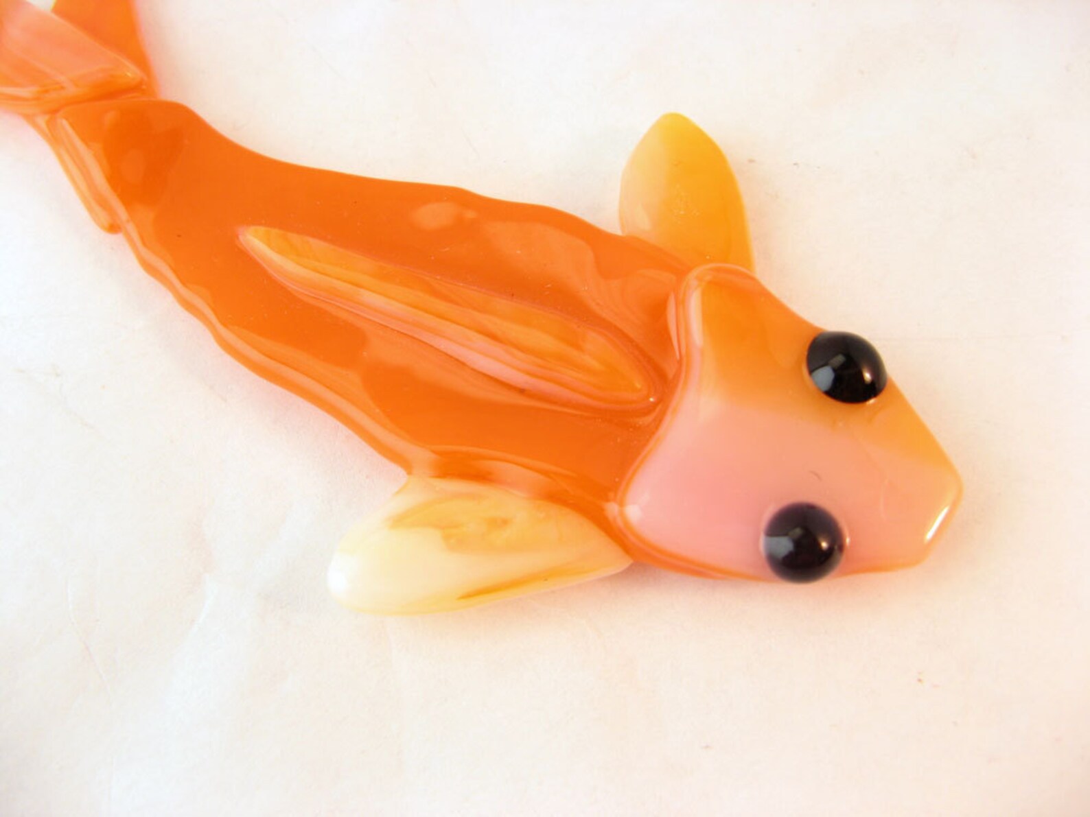 Fused Glass Koi Orange Fish Etsy