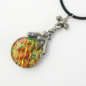 Kinesin Protein Fused Glass and Cast Pewter Pendant