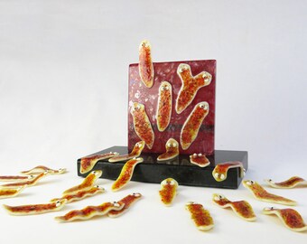 Planarian Uprising Fused Glass Sculpture