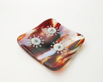 Coronavirus Virus Fused Glass Dish