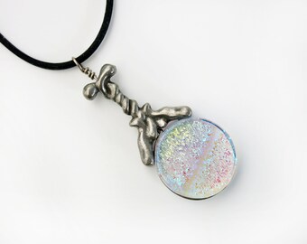 Kinesin Protein Fused Glass and Cast Pewter Pendant