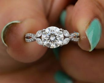 Verlobungsring mit 2.55 Karat rund & Marquise, im Labor gewachsener Diamant, IGI-zertifizierter D VS2-Diamant-Ehering für Frauen