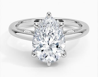 Anillo solitario de compromiso con diamantes cultivados en laboratorio de 4,25 quilates en talla pera y marquesa, anillo de diamantes creados en laboratorio con múltiples tallas, anillo de oro de 14 quilates para mujer.