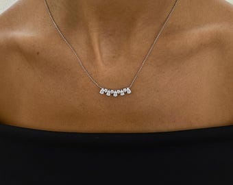 1.20 Round & Pear Lab Grown Diamond Pendant Necklace, Lab Created Diamond Wedding Necklace, 14k Gold Engagement Necklace, Mother's Day Gift