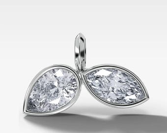Birnen- und Marquise-Diamantanhänger, 2 Karat, Diamanten der Reinheitsklasse D, Reinheit VS1, IGI-zertifiziert, Diamantkette mit Zargenfassung, 14-karätige Goldkette „Toi et Moi“