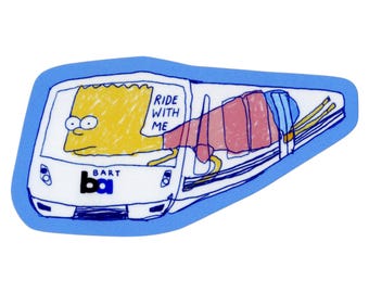 Bart Simpson sticker BART train San Francisco Bay Area Rapid Transit | Public Transportation Lover Oakland Gift | silly Sticker for tourist