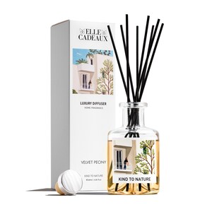 Velvet Peony Reed Diffuser – Luxury Home Fragrance, Long-Lasting Scented Oil Diffuser for Bedroom, Bathroom & Living Room – 6oz