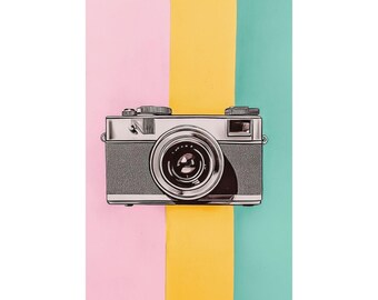 Retro Camera Poster, Vintage Wall Art, Photography Print, Matte Decor, Colorful Picture, Home Office Dorm Decoration