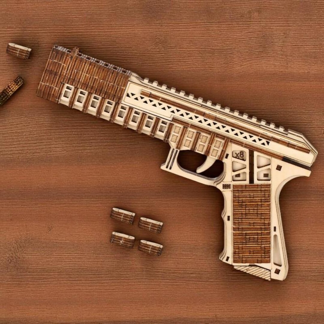 DIY 3D Wooden Puzzle Gun – Pistol Model Kit for Kids & Adults, Creative ...