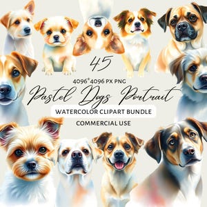 Perro de acuarela PNG, imágenes prediseñadas de razas de perros, retrato de mascota PNG, paquete de imágenes prediseñadas de cachorro lindo, ilustración de animales de acuarela, uso comercial png