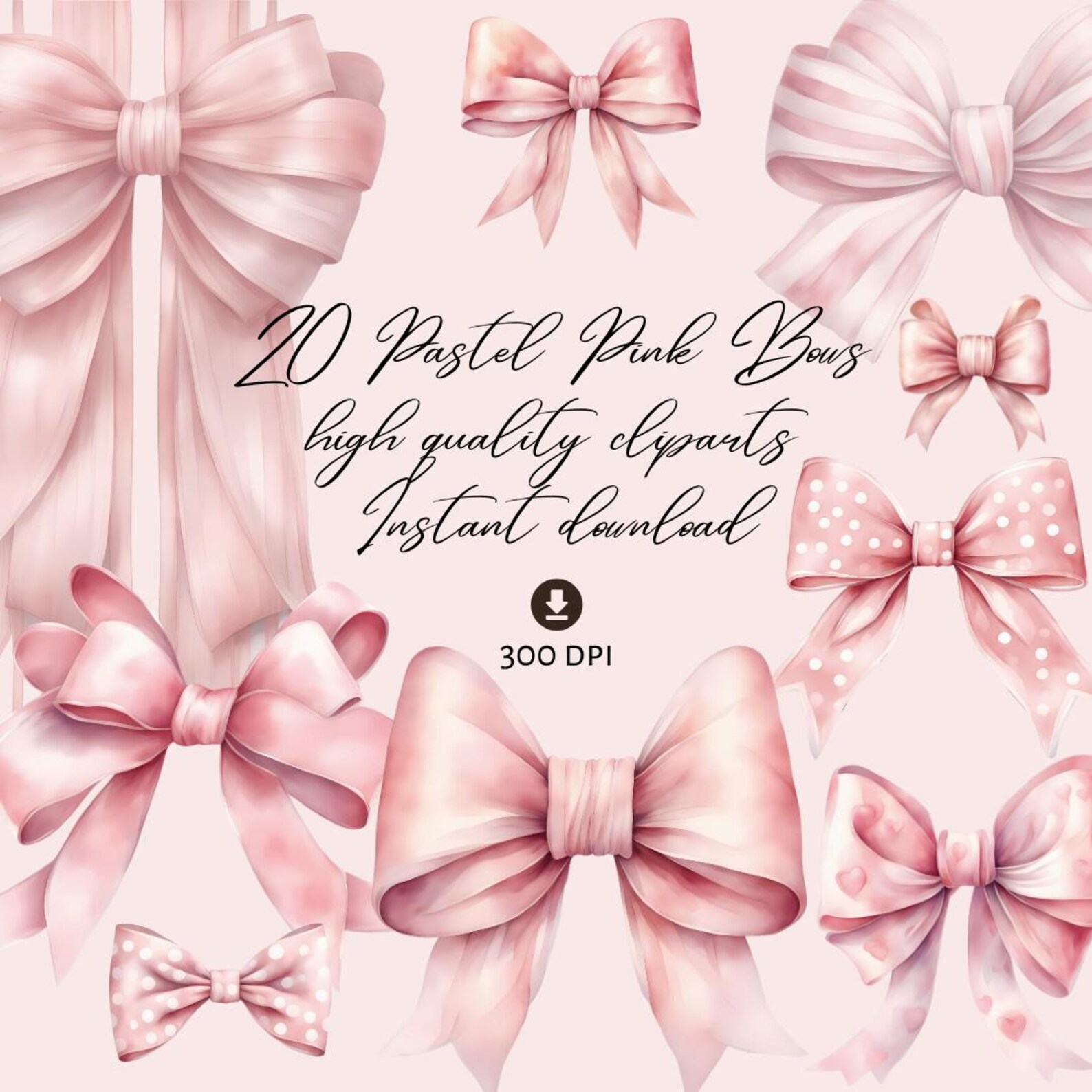 Pink Bows Clipart: Coquette Watercolor Ribbon PNG (digital Download) - Etsy