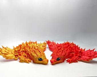 3D Printed Baby Phoenix Dragon – Three-Color Articulated Fidget Toy | Fantasy Figurine Gift