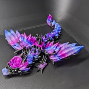 Baby Winged Rose Dragon – 8.5" Articulated 3D Printed Dragon with Crystal Wings | Fantasy Fidget Toy