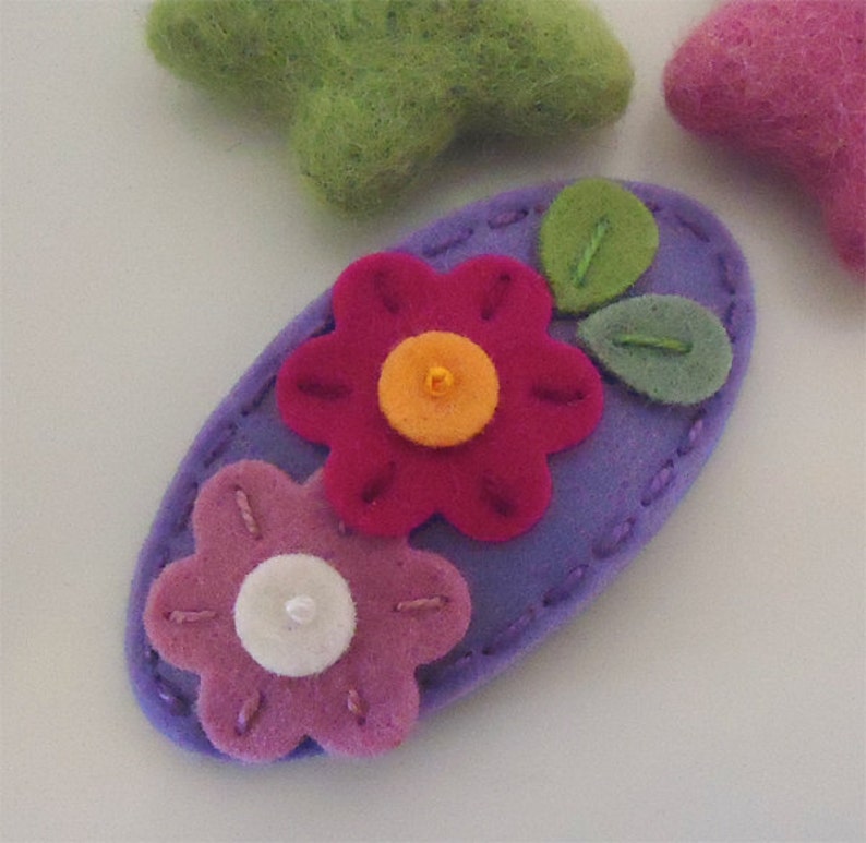 Felt hair clip No slip Wool felt Flora lavender image 1