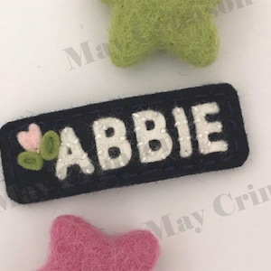 Felt hair clip Back to school personalized bow No slip Wool image 4