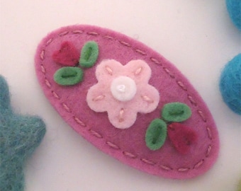 Felt hair clip -No slip -Wool felt -Daisy trail -old pink