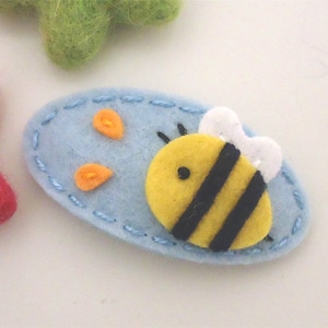 Felt hair clips, Felt animal, Bumble bee, Baby girl, Hair accessories, Felt hair bow, School hair clip, Bay blue, Hair barrettes, Girls gift image 1