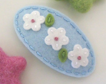 Felt hair clips, Felt flower, Baby girl, Hair accessories, Felt hair bow, School hair clips, Wool felt, Hair barrette, baby blue, Girls gift