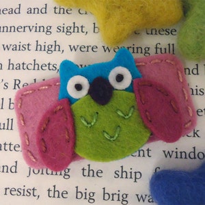 Felt hair clip No slip Wool felt Hoot owl old pink image 2