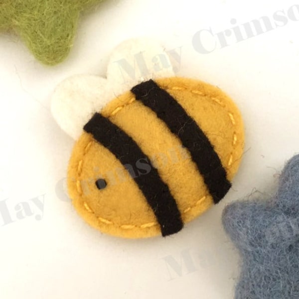 Felt hair clips, Felt animal, Bumble bee, Baby girl, Hair accessories, Felt hair bows, Wool felt, Hair barrettes, Girls gift