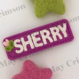 Felt hair clip Back to school personalized bow No slip Wool image 5