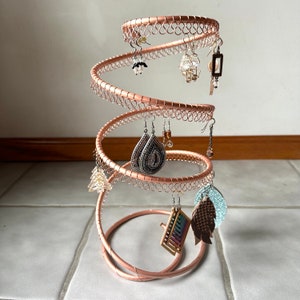 XL Earring Tree, Copper Spiral, Earring Holder, Organizer, holds approx 100 pairs, Copper wire. Jewelry storage, earring stand