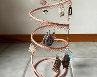 XL Earring Tree, Copper Spiral, Earring Holder, Organizer, holds approx 100 pairs, Copper wire. Jewelry storage, earring stand