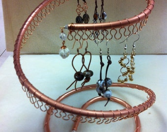 Spiral Copper Earring Tree Jewelry Holder, organizer, about 40 pairs copper wire