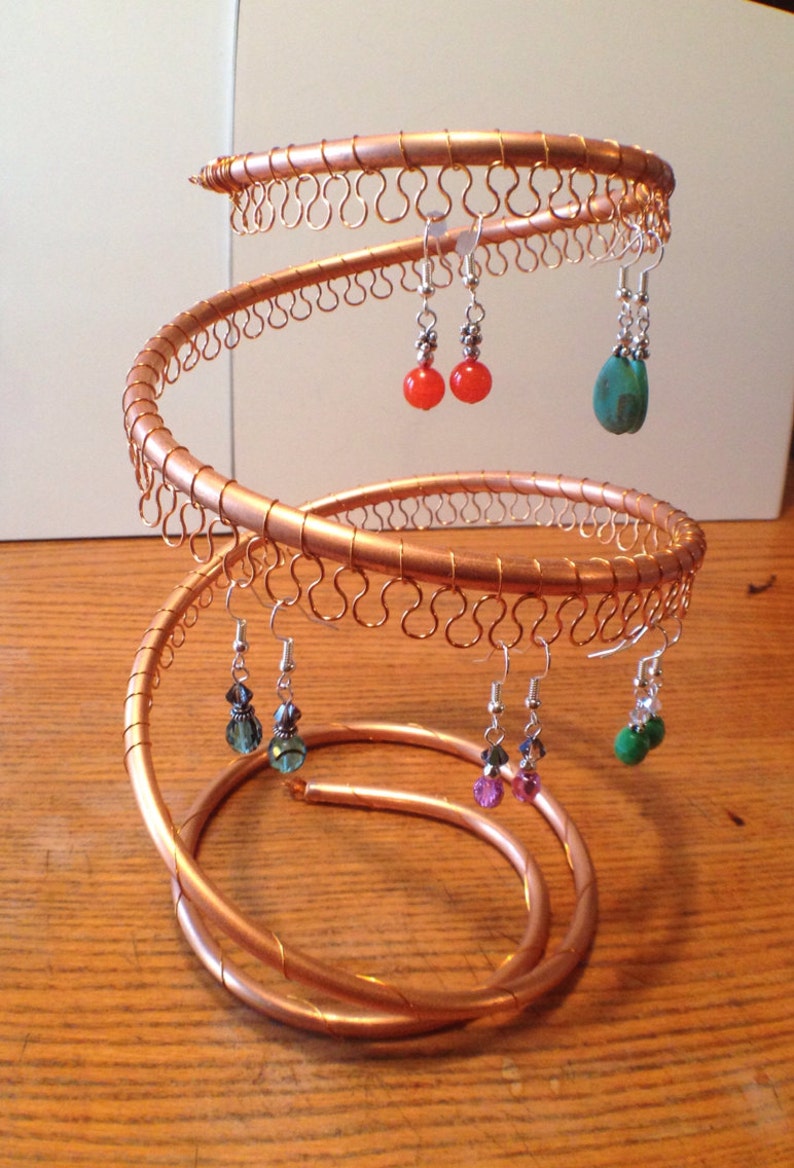 Spiral Copper Earring Tree Holder Organizer holds 48 pairs Etsy