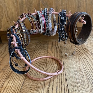 Copper Bracelet Holder, handmade bracelet organizer, anklet or bracelet jewelry stand, bracelet display for bedroom or craft show display
