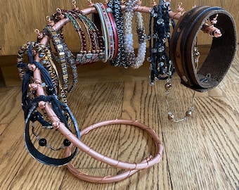 Copper Bracelet Holder, handmade bracelet organizer, anklet or bracelet jewelry stand, bracelet display for bedroom or craft show display