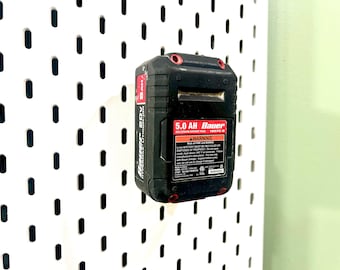 Soporte para baterías de herramientas eléctricas Ikea Skadis (paquete de 3) para Milwaukee, Dewalt, Makita, Rigid, Ryobi y más