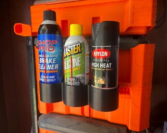 Soporte para latas de aerosol Klein MODbox: Almacenamiento con montaje en riel, capacidad para 3 latas.