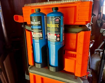 Soporte para bombonas de propano Klein MODbox: Almacenamiento con montaje en riel para bombonas de 1 lb y 14,1 oz.