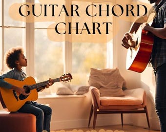 Tabela akordów dla początkujących na gitarze | Wydrukowana ściągawka do gry na gitarze | Cyfrowy przewodnik po akordach | Nauka gry na gitarze w formacie PDF