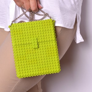 Lime hip clutch on a chain made entirely with LEGO® bricks FREE SHIPPING crossbody purse handbag lego gift image 2