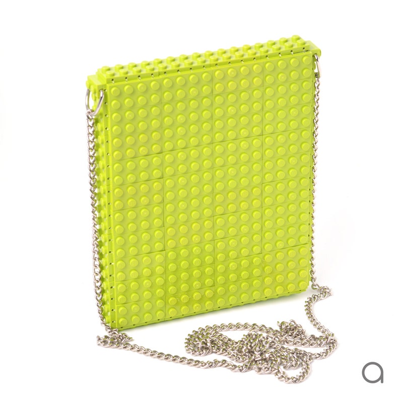 Lime hip clutch on a chain made entirely with LEGO® bricks FREE SHIPPING crossbody purse handbag lego gift image 4