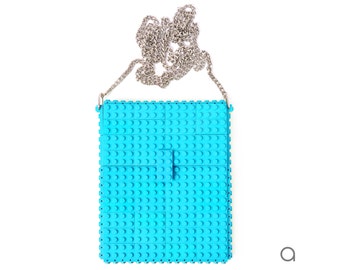 Azure hip clutch on a chain made entirely with LEGO® bricks FREE SHIPPING crossbody purse handbag