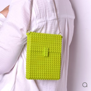 Lime hip clutch on a chain made entirely with LEGO® bricks FREE SHIPPING crossbody purse handbag lego gift image 3