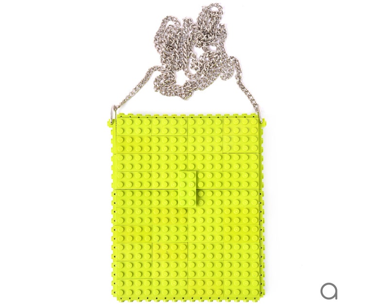 Lime hip clutch on a chain made entirely with LEGO® bricks FREE SHIPPING crossbody purse handbag lego gift image 1