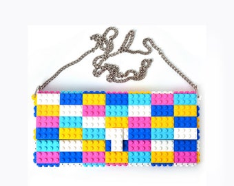 Candy multicolor clutch purse on a chain made with LEGO® bricks FREE SHIPPING purse handbag legobag trending fashion